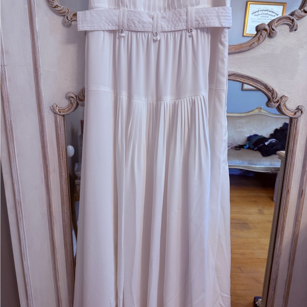 White House Black Market Pure White Belted Beautifully Tailored Dress NWT US 8 - Picture 7 of 8